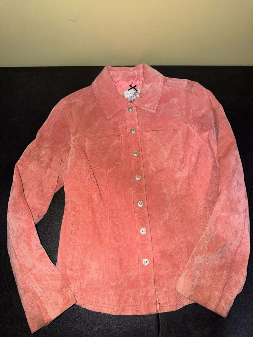 Live A Little Vintage Coral Pink Suede Leather Snap-Button Jacket